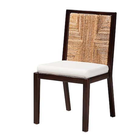 Baxton Studio Joana Modern Bohemian Dark Brown Mahogany Wood and Natural Abaca Dining Side Chair 228-13105-ZORO